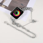 Pulseira de Relógio em Aço Inoxidável com Dupla Corrente e 2 Contas para Apple Watch Series, 7 45mm / 6&SE&5&4 44mm / 3&2&1 42mm, 7 41mm / 6&SE&5&4 40mm / 3&2&1 38mm