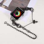 Pulseira de Relógio em Aço Inoxidável com Dupla Corrente e 2 Contas para Apple Watch Series, 7 45mm / 6&SE&5&4 44mm / 3&2&1 42mm, 7 41mm / 6&SE&5&4 40mm / 3&2&1 38mm