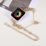 Pulseira de Relógio em Aço Inoxidável com Dupla Corrente e 2 Contas para Apple Watch Series, 7 45mm / 6&SE&5&4 44mm / 3&2&1 42mm, 7 41mm / 6&SE&5&4 40mm / 3&2&1 38mm