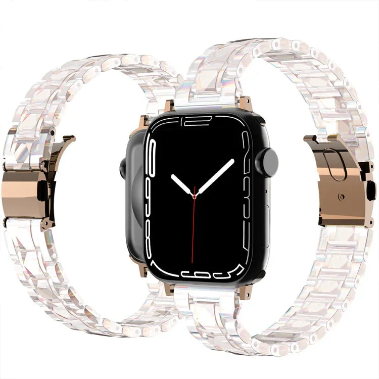 Pulseira de Relógio em Acrílico Eletroplatinado para Apple Watch Series, 7 45mm / 6&SE&5&4 44mm / 3&2&1 42mm, 7 41mm / 6&SE&5&4 40mm / 3&2&1 38mm