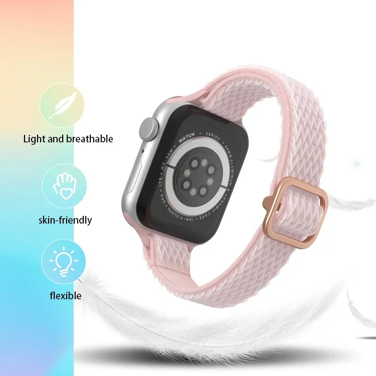 Pulseira de Relógio de Nylon para Cintura Pequena com Onda para Apple Watch Series, 7 45mm / 6&SE&5&4 44mm / 3&2&1 42mm, 7 41mm / 6&SE&5&4 40mm / 3&2&1 38mm