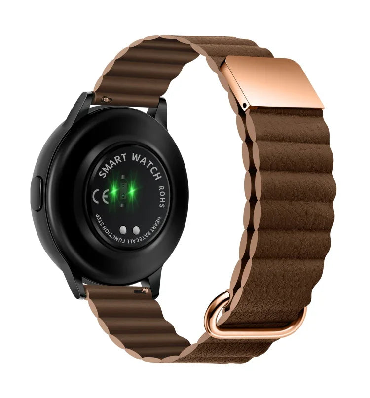 Magnetic Buckle Leather Watch Band, 20mm For Samsung Galaxy Watch3 41mm, 20mm For Samsung Galaxy Watch3 45mm, 22mm For Samsung Galaxy Watch3 41mm, 22mm For Samsung Galaxy Watch3 45mm
