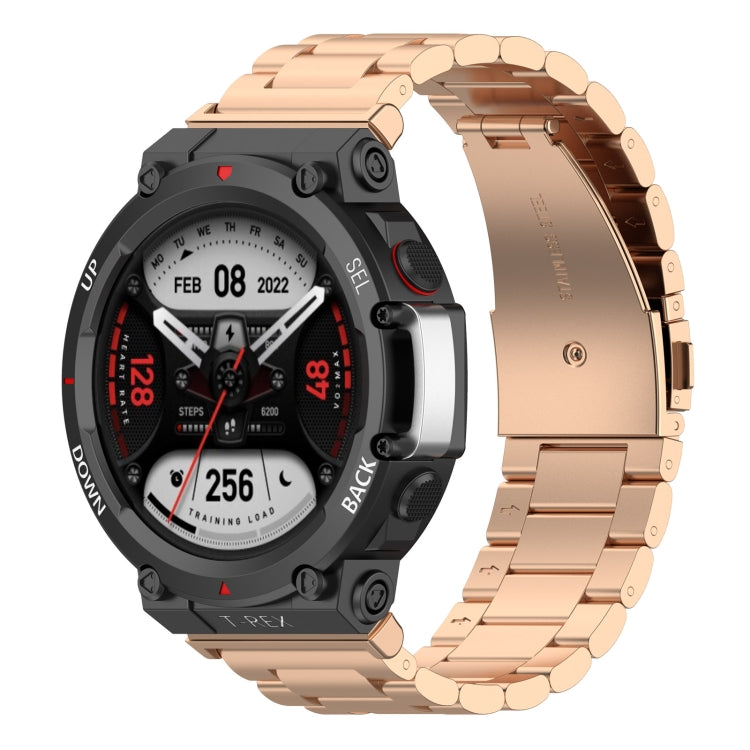 For Huami Amazfit T-Rex 2 Three Strains Steel Watch Band