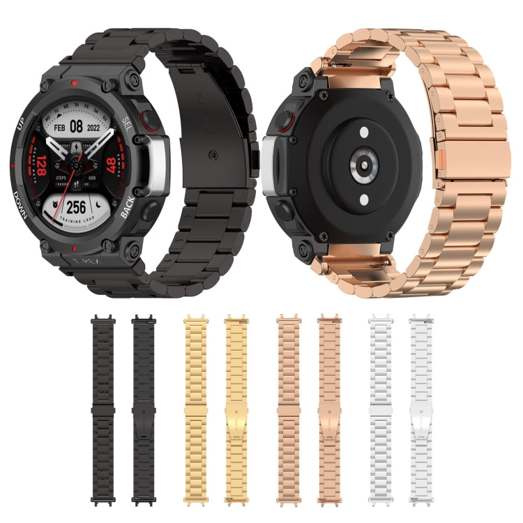 For Huami Amazfit T-Rex 2 Three Strains Steel Watch Band