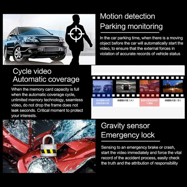 Câmara Única HD com Visão Noturna WiFi para Carro, Gravador de Condução, Câmara Única 1080P, Câmara Única 2K, Câmara Única 4K