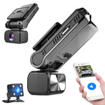 Câmara Dupla HD com Visão Noturna WiFi para Carro, Gravador de Condução, Câmara Dupla 1080P, Câmara Dupla 2K, Câmara Dupla 4K