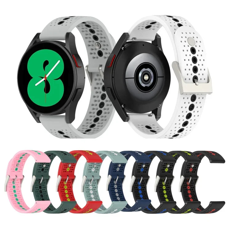 Pulseira de Silicone Colorida com Furos de 20mm, Para Samsung Galaxy Watch 5 40mm, Para Samsung Galaxy Watch 5 44mm, Para Samsung Galaxy Watch 5 Pro 45mm