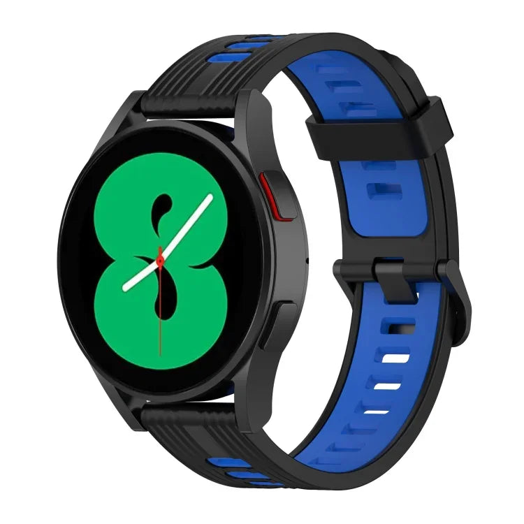 Pulseira de Silicone com Risca Bicolor de 20mm, Para Samsung Galaxy Watch 5 40mm, Para Samsung Galaxy Watch 5 44mm, Para Samsung Galaxy Watch 5 Pro 45mm