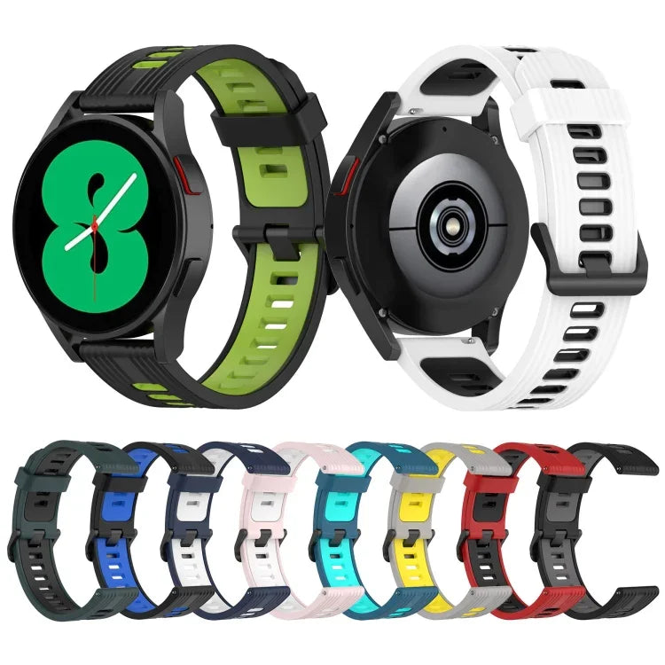 Pulseira de Silicone com Risca Bicolor de 20mm, Para Samsung Galaxy Watch 5 40mm, Para Samsung Galaxy Watch 5 44mm, Para Samsung Galaxy Watch 5 Pro 45mm