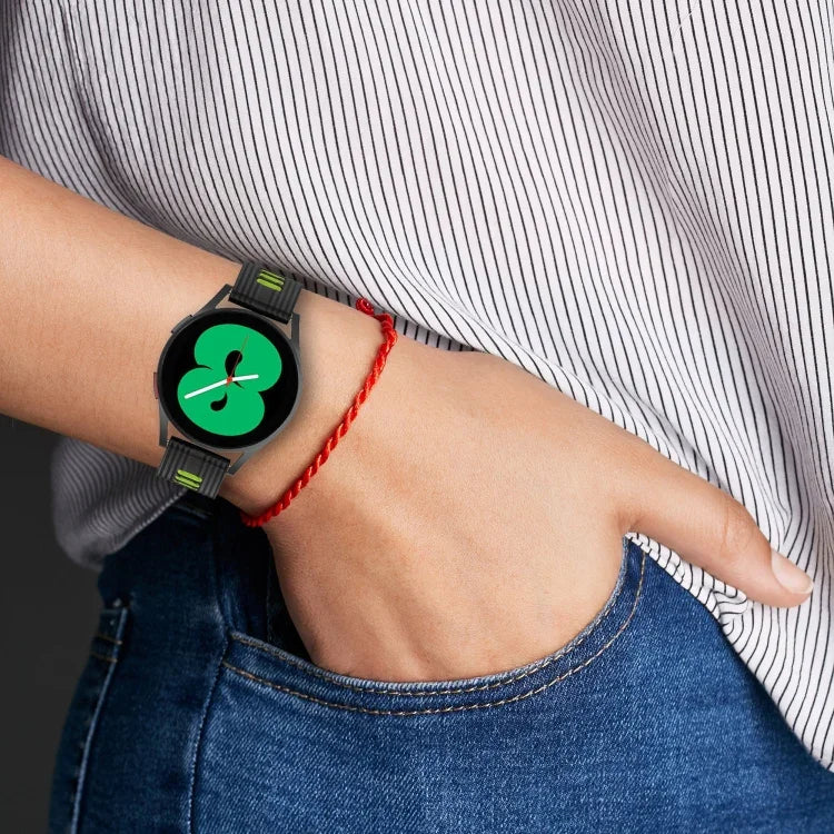 Pulseira de Silicone com Risca Bicolor de 20mm, Para Samsung Galaxy Watch 5 40mm, Para Samsung Galaxy Watch 5 44mm, Para Samsung Galaxy Watch 5 Pro 45mm