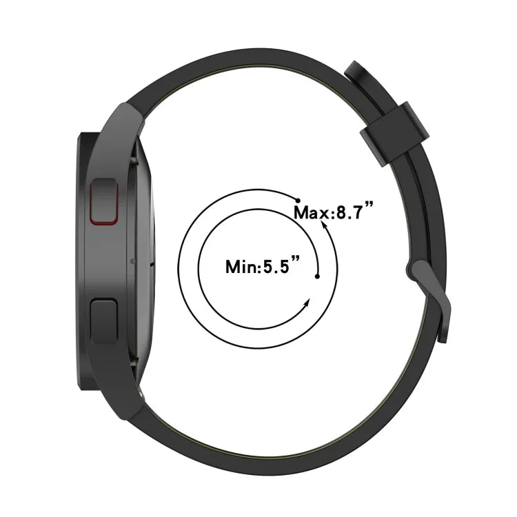 Pulseira de Silicone com Risca Bicolor de 20mm, Para Samsung Galaxy Watch 5 40mm, Para Samsung Galaxy Watch 5 44mm, Para Samsung Galaxy Watch 5 Pro 45mm