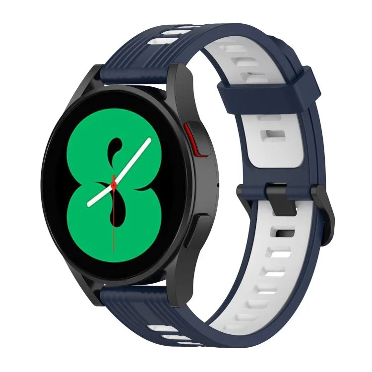 Pulseira de Silicone com Risca Bicolor de 20mm, Para Samsung Galaxy Watch 5 40mm, Para Samsung Galaxy Watch 5 44mm, Para Samsung Galaxy Watch 5 Pro 45mm
