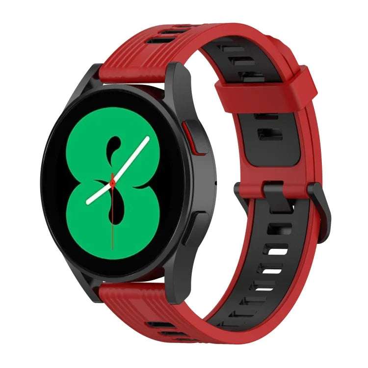 Pulseira de Silicone com Risca Bicolor de 20mm, Para Samsung Galaxy Watch 5 40mm, Para Samsung Galaxy Watch 5 44mm, Para Samsung Galaxy Watch 5 Pro 45mm