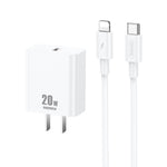 REMAX RP-U5 Extreme 2 Series Carregador 20W PD + Conjunto de Cabo de Dados USB-C / Type-C para 8 Pinos 1m de Carregamento Rápido, Ficha CN, Ficha UE, Ficha EUA