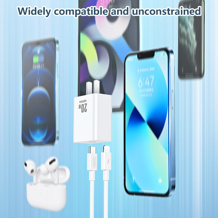 REMAX RP-U5 Extreme 2 Series Carregador 20W PD + Conjunto de Cabo de Dados USB-C / Type-C para 8 Pinos 1m de Carregamento Rápido, Ficha CN, Ficha UE, Ficha EUA