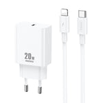REMAX RP-U5 Extreme 2 Series Carregador 20W PD + Conjunto de Cabo de Dados USB-C / Type-C para 8 Pinos 1m de Carregamento Rápido, Ficha CN, Ficha UE, Ficha EUA