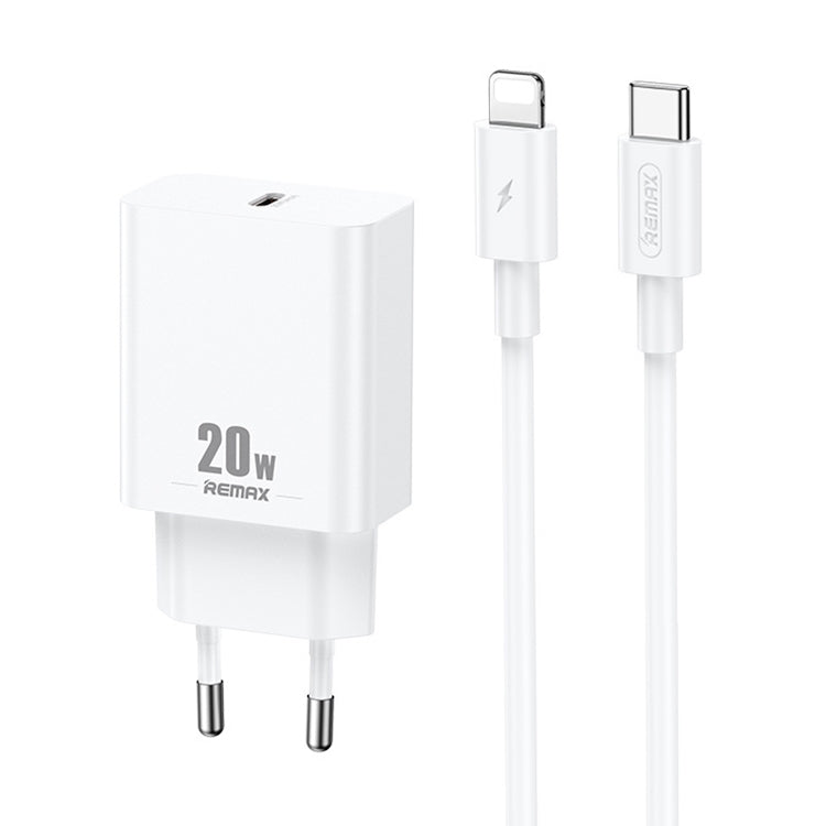 REMAX RP-U5 Extreme 2 Series Carregador 20W PD + Conjunto de Cabo de Dados USB-C / Type-C para 8 Pinos 1m de Carregamento Rápido, Ficha CN, Ficha UE, Ficha EUA