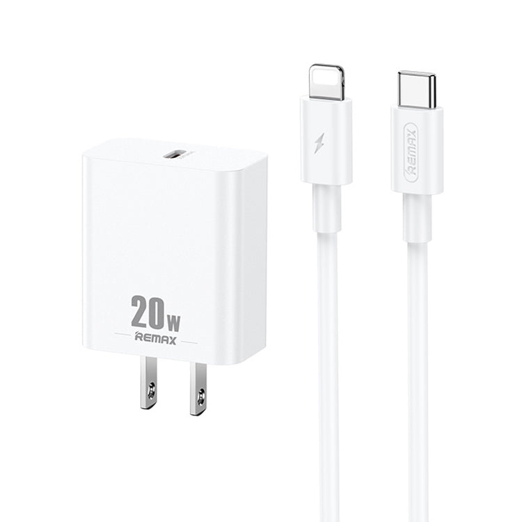 REMAX RP-U5 Extreme 2 Series Carregador 20W PD + Conjunto de Cabo de Dados USB-C / Type-C para 8 Pinos 1m de Carregamento Rápido, Ficha CN, Ficha UE, Ficha EUA
