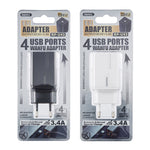 Carregador Rápido REMAX RP-U43 3.4A 4 Portas USB, Ficha UE, Reino Unido
