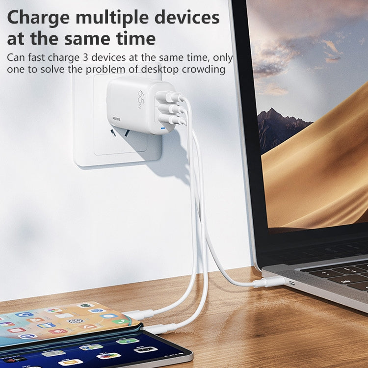 REMAX RP-U55 Territory Series Carregador Rápido 65W USB+Dupla Interface USB-C / Type-C, Ficha UE, Ficha UK, Ficha CN