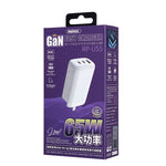 REMAX RP-U55 Territory Series Carregador Rápido 65W USB+Dupla Interface USB-C / Type-C, Ficha UE, Ficha UK, Ficha CN