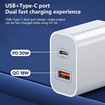 REMAX RP-U68 Speedy Series Carregador Rápido 20W USB+USB-C/Type-C, Ficha CN, Ficha UE, Ficha UK, Ficha EUA