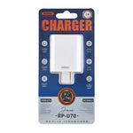 REMAX RP-U70 Jane Series Carregador Rápido 20W USB-C/Type-C PD, Ficha CN, Ficha UK, Ficha EUA
