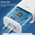 REMAX RP-U79 Speed Series Carregador Rápido 20W USB-C/Type-C Multi-Compatível, Ficha CN, Ficha UE, Ficha UK
