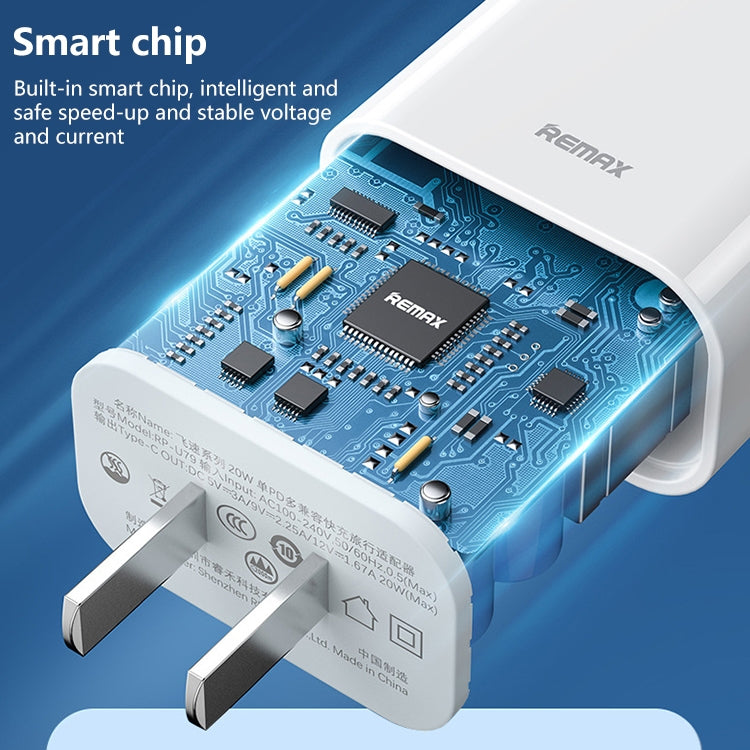REMAX RP-U79 Speed Series Carregador Rápido 20W USB-C/Type-C Multi-Compatível, Ficha CN, Ficha UE, Ficha UK