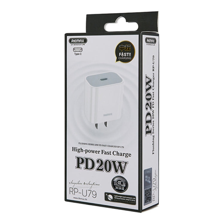 REMAX RP-U79 Speed Series Carregador Rápido 20W USB-C/Type-C Multi-Compatível, Ficha CN, Ficha UE, Ficha UK