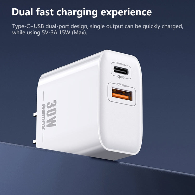 REMAX RP-U82 Carregador Rápido de Interface Dupla USB+USB-C/Type-C 30W, Ficha CN, Ficha UK, Ficha US