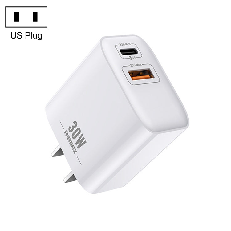 REMAX RP-U82 Carregador Rápido de Interface Dupla USB+USB-C/Type-C 30W, Ficha CN, Ficha UK, Ficha US