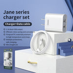 REMAX RP-U35 Série Jane Conjunto de Carregador Rápido com Porta USB Dupla 2.1A, 8 Pinos, Micro USB, USB-C/Type-C