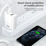 REMAX RP-U35 Série Jane Conjunto de Carregador Rápido com Porta USB Dupla 2.1A, 8 Pinos, Micro USB, USB-C/Type-C