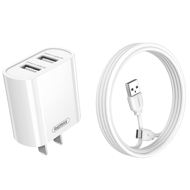 REMAX RP-U35 Série Jane Conjunto de Carregador Rápido com Porta USB Dupla 2.1A, 8 Pinos, Micro USB, USB-C/Type-C