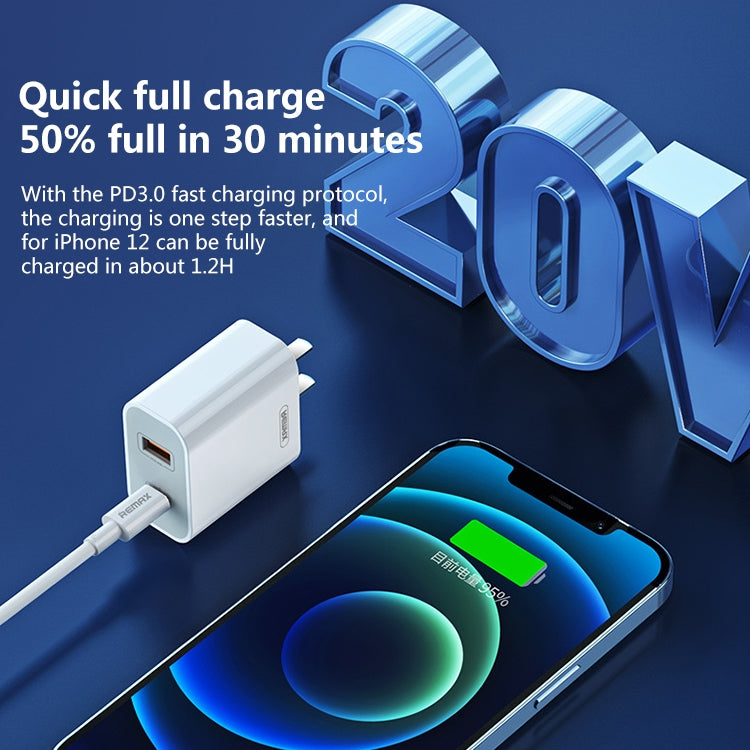 REMAX RP-U68 Conjunto de Carregador Rápido de Interface Dupla USB+USB-C/Type-C 20W, Ficha CN, Ficha EU, Ficha UK, Ficha US