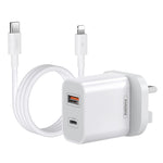 REMAX RP-U68 Conjunto de Carregador Rápido de Interface Dupla USB+USB-C/Type-C 20W, Ficha CN, Ficha EU, Ficha UK, Ficha US