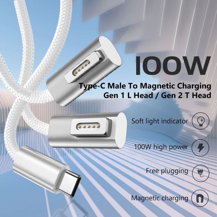 Cabo de Carregamento 100W 5 Pinos MagSafe 1 (em L) para USB-C / Type-C PD, Comprimento do Cabo: 1,8m, MagSafe 1 (em L)