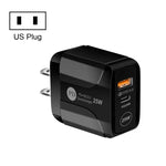 Carregador de Viagem 25W PD Tipo-C + Portas USB QC3.0, Ficha EUA, UE