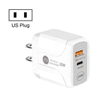Carregador de Viagem 25W PD Tipo-C + Portas USB QC3.0, Ficha EUA, UE