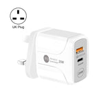 Carregador de Viagem 25W PD Tipo-C + Portas USB QC3.0, Ficha Reino Unido