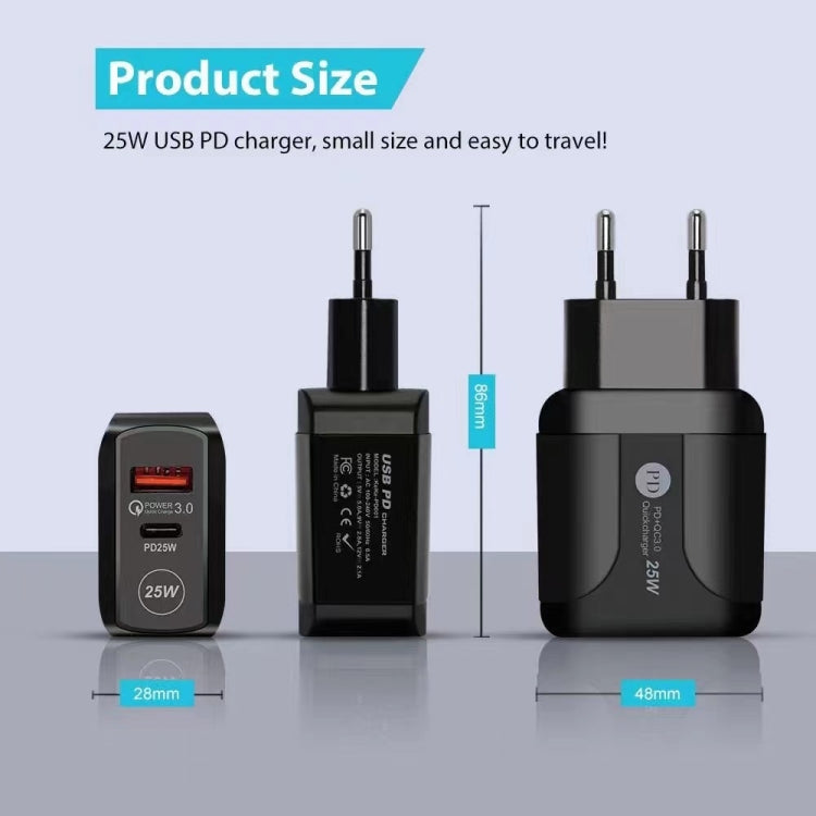 Carregador de Viagem 25W PD Tipo-C + Portas USB QC3.0, Ficha Reino Unido