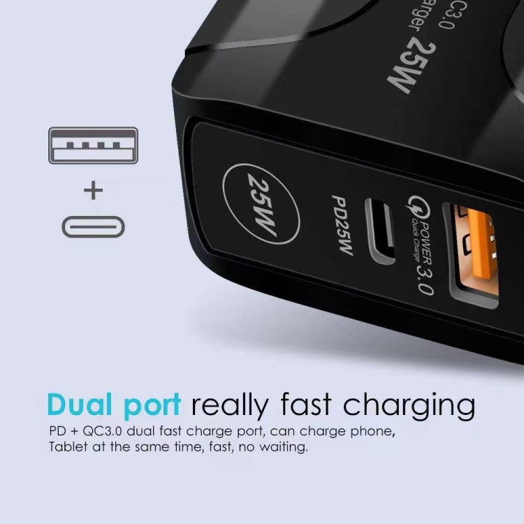 Carregador de Viagem 25W PD Tipo-C + Portas USB QC3.0, Ficha Reino Unido