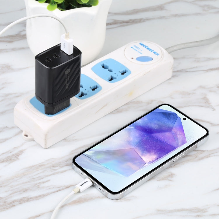 Carregador de Parede de Viagem AR-892 3 em 1 QC3.0 PD20W USB + USB-C / Tipo-C, Ficha UE, Ficha Reino Unido