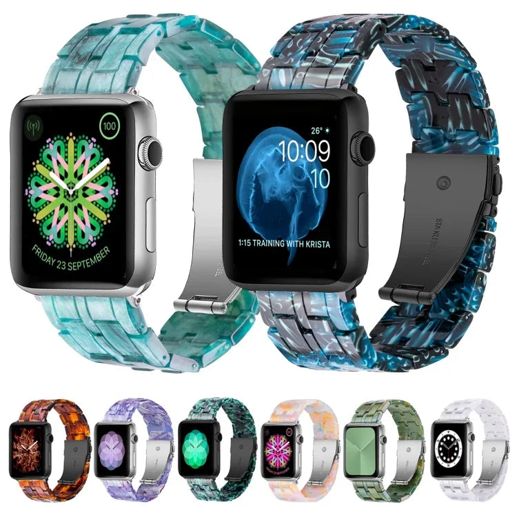 Pulseira de Relógio em Resina com 5 Contas para Apple Watch Series, 7 45mm / 6&SE&5&4 44mm / 3&2&1 42mm, 7 41mm / 6&SE&5&4 40mm / 3&2&1 38mm
