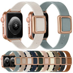 Correia de Relógio com Fivela Quadrada Magnética Dourada Rosa para Apple Watch Series, 7 45mm / 6&SE&5&4 44mm / 3&2&1 42mm, 7 41mm / 6&SE&5&4 40mm / 3&2&1 38mm