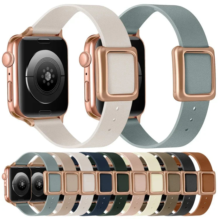 Correia de Relógio com Fivela Quadrada Magnética Dourada Rosa para Apple Watch Series, 7 45mm / 6&SE&5&4 44mm / 3&2&1 42mm, 7 41mm / 6&SE&5&4 40mm / 3&2&1 38mm