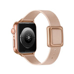Correia de Relógio com Fivela Quadrada Magnética Dourada Rosa para Apple Watch Series, 7 45mm / 6&SE&5&4 44mm / 3&2&1 42mm, 7 41mm / 6&SE&5&4 40mm / 3&2&1 38mm