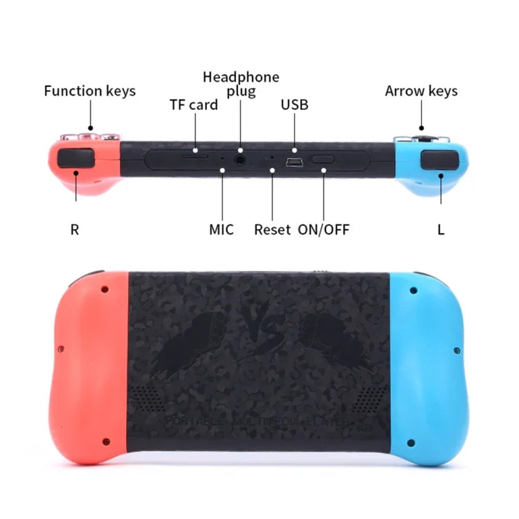 Consola de Jogos Retro Portátil X50 com Ecrã de 5,1 polegadas e Memória de 8G com Mais de 6000 Jogos, X50 / Preto, X50 / Vermelho+Azul