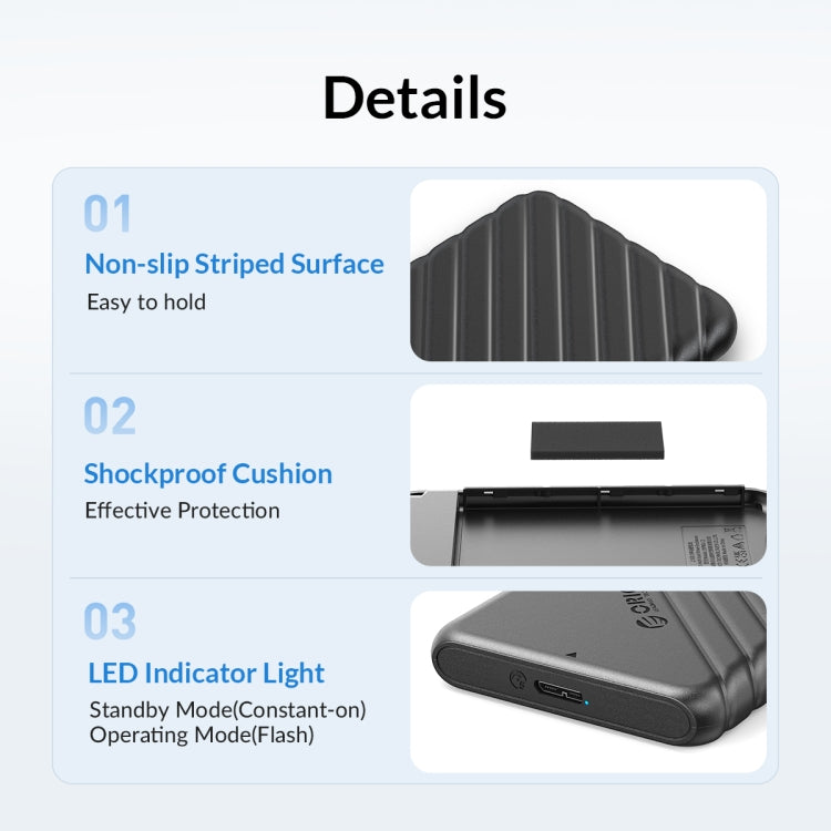Caixa Externa para Disco Rígido de 2.5 polegadas ORICO 25PW1-U3, 25PW1-U3, 25PW1-C3, 25PW1C-C3